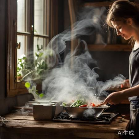 “炒菜放水盆，通风除油烟”