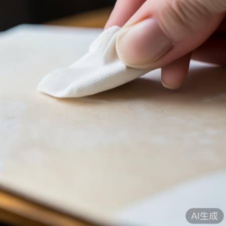 轻柔擦拭污垢
