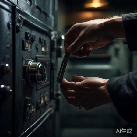 “用工具撬开保险柜缝隙”