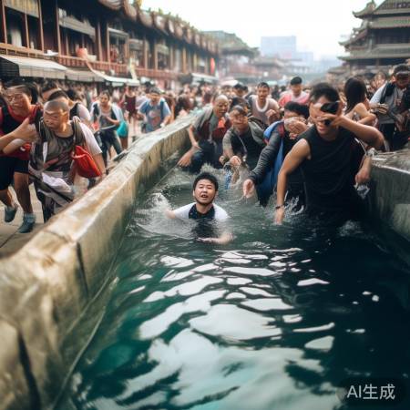 游客落水,众人紧急救援