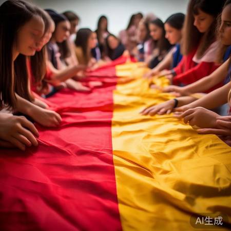 姑娘叠国旗,敬祖国热爱